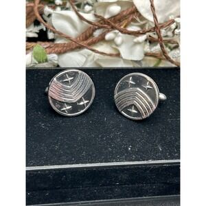 Vintage Swank Atomic Starburst Cufflinks Silver Tone Space Age Mid Century